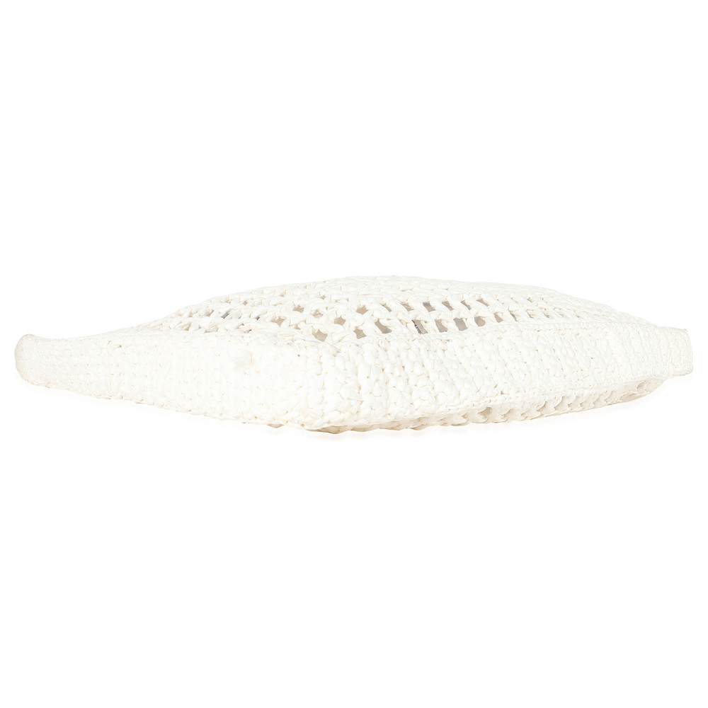 Prada White Raffia Crochet Triangle Logo Tote - Picture 7 of 7